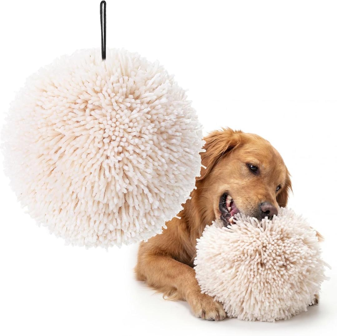 2 Pcs Plush Ball Dog Toy 8 Inch Silent Squeak Fuzzy Round Ball Dog Toy Soft Fleece Stuffed Plush for Small Medium Breeds Teething Chewing Interactive Fetch Play
