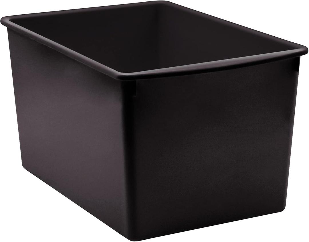 Teacher Created Resources Black Plastic Multi-Purpose Bin 14" x 9-1/4" x 7-1/2"