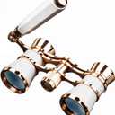 BLACKICE Opera Glasses, Opera Binoculars, 3X25 Theater Binoculars Compact with Adjustable Handle for Adults Kids Women in Concert Theater Opera (White with Handle)