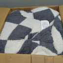 Oversized King Checkered Blanket for Couch - Super Soft Extra Large Throw Blankets for Bed， Fluffy Fuzzy Plush Lightweight Cozy Blanket，120" x 120", Grey