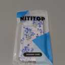 NITITOP Compatible with iPhone 13 Case with Card Holder Clear Cute Floral Flowers Branch for Women Girls Soft TPU Wallet Shockproof Protective Cover - Blue