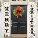 Christmas Decorations Merry Christmas Banner Xmas Porch Door Sign 75" x 12" Rustic Xmas Porch Sign Set for Festival for Wall Front Outside Door Indoor Yard Party Holiday Garden Home Decor