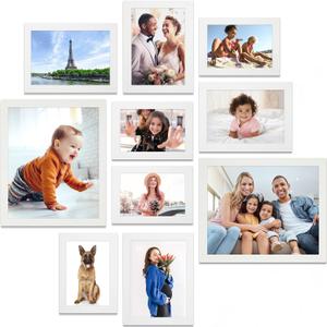 Icona Bay Combination White Picture Frames Set - 10 PC (Five 4x6, Three 5x7, Two 8x10), Multi-Pack for Modern Wall Gallery, Exclusives Collection, Mixed: 5x, 3x, 2x