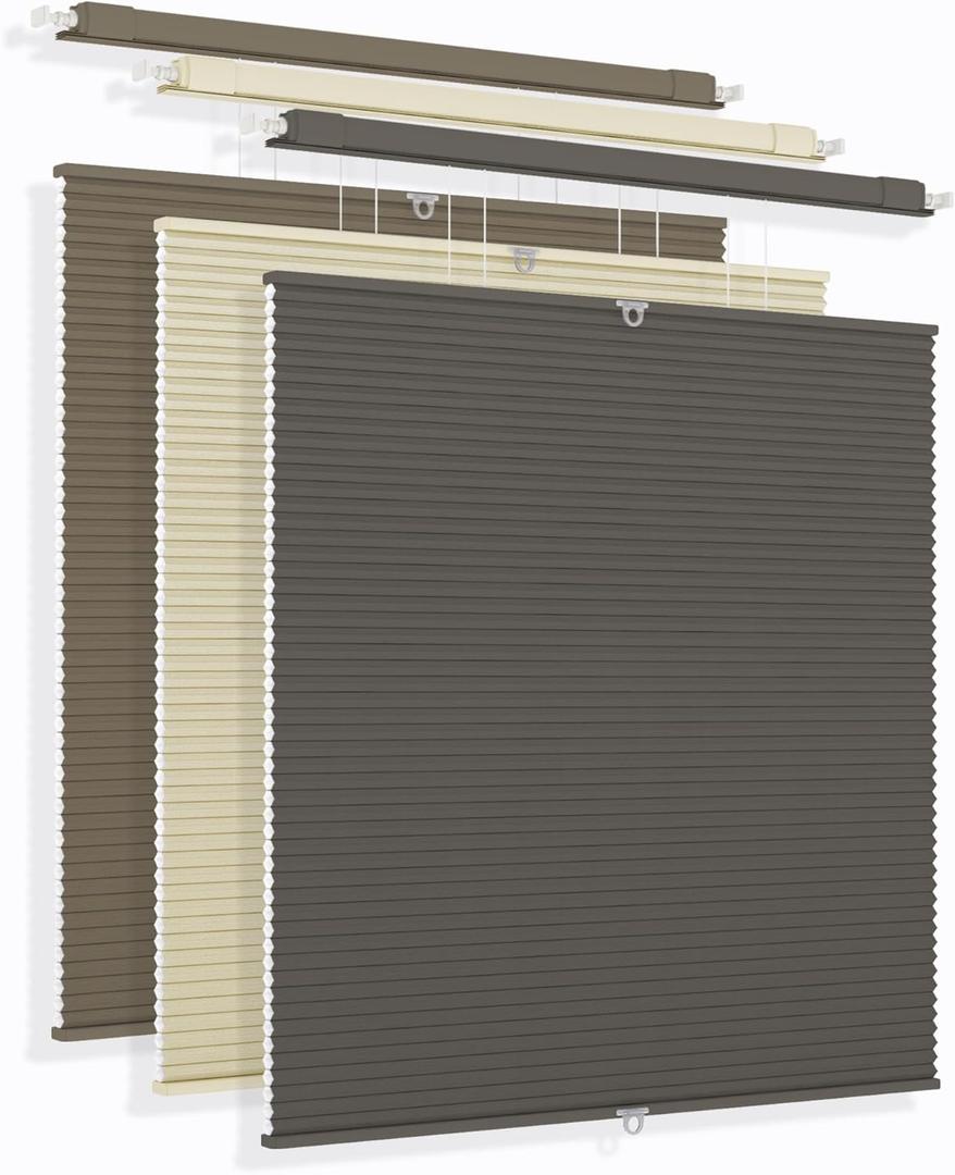 No Drill Top Down Bottom Up Cellular Shades Cordless, No Tool Pull Down Light Filtering Honeycomb Shades, Room Darkening TDBU Cellular Blinds with Thermal Insulated Noise Reduction for Indoor Window