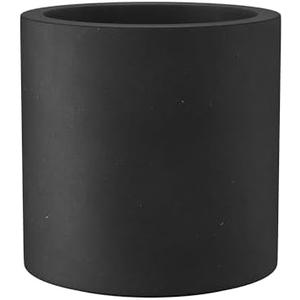 Kante 12.6" Dia Round Concrete Planter, Modern Style Large Cylindrical Plant Pot with Drainage Hole and Rubber Plug for Indoor Outdoor Patio, Black
