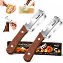 3-in-1 Multifunctional Vegetable Peeler for Kitchen, Sharp Stainless Steel Blade with Wooden Handle, Scallion Shredder and Bottle Opener Fruit and Vegetables. 2Pcs