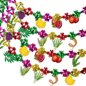 Retrowavy 4 Pcs Sukkot Fruit Hanging Decorations with 36 Pieces Sukkot Paper Cards Pomegranate Lemon Willow Sprigs Sukkah Foil Hanging Decor Banner Decorations for Jewish Party Decor