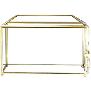 HighFree Glass Wedding Card Box with Lock, Gold Clear Card Box, Decorative Gift Card Box for Baby Shower, Birthday Party, Bridal Shower (Clear, Medium)