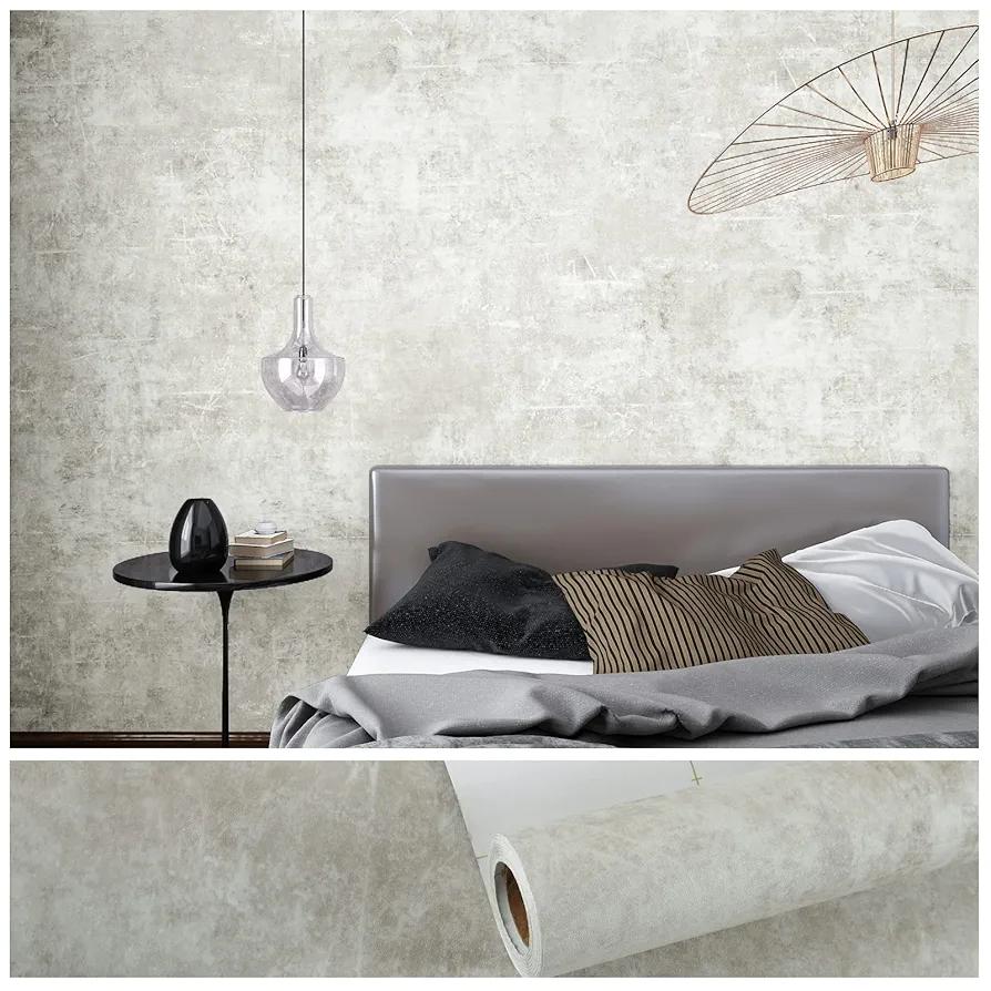 VEELIKE 15.7''x118'' Concrete Wallpaper Peel and Stick Textured Limewash Wallpaper for Bedroom Bathroom Wall Removable Self Adhesive Concrete Contact Paper for Countertops Waterproof Cement Wall Paper