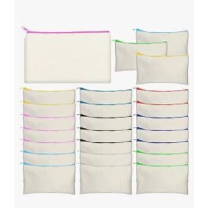 Legigo Blank Canvas Bag Zipper Pouch Makeup Bags Bulk - Multi-Purpose Canvas Pencil Pouch with Sturdy Zipper, Cosmetic Bag Travel Toiletry Bag for DIY Craft Projects, Storage (8.3 x 5 inches)