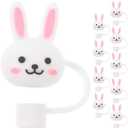 Silicone Straw Cover Caps: 60 Pcs Reusable Bunny Straw Toppers Silicone Covers Caps Drinking Tips Protector for Drinking Easter Party Favor