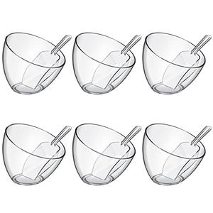 Hoolerry 12 Pcs Serving Bowls Kit Include Clear Plastic Bowls for Parties and Popcorn Measuring Scoops Acrylic Plastic Kitchen Angled Candy Scoops for Office Canister Salad Cooking (25 oz)