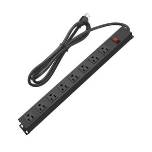 HHSOET Metal 8 Outlet Mountable Power Strip, Wall Mount Outlet Heavy Duty, Wide Spaced Commercial Shop Power Strip with Switch, 15A 125V 1875W, 6 FT SJT 14AWG Power Cord.(Black)