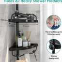 Lilyvane Corner Shower Caddy: Rustproof 125" Tension Inside Shower Organizer, Adjustable Bathroom Organizer Shelves for Bathtub Shampoo Conditioner Storage, Floor to Ceiling Standing Caddy (Black)
