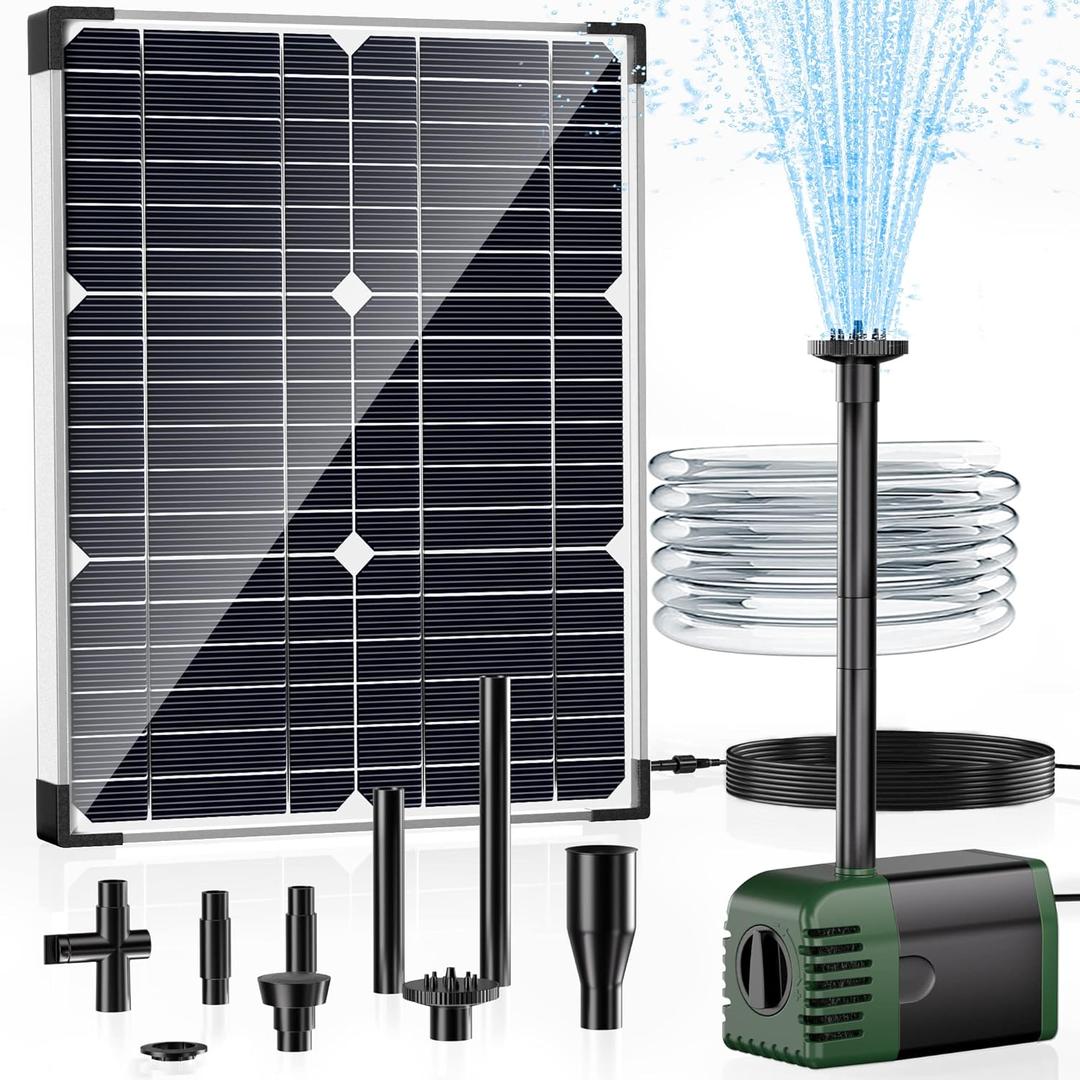 POPOSOAP Solar Water Pump Fountain,20W Solar Fountain Pump 320GPH Solar Powered Water Pump with Adjustable Flow, PVC Tubing and 16.4ft Cord Length for Ponds, Garden, Waterfall, Fish Pond