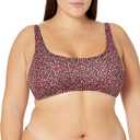 Amazon Essentials Women's Scoop Neck Swim Crop Top (Brick Red Leopard)