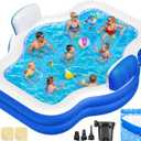 Extra Large Inflatable Swimming Pool with Seats Pump, 10.1TF X 7.5FT Blow-Up Pool Thickened Heavy Duty Family Full Sized Pool for Adults, Inflatable Pools for Garden, Backyard Summer Water Party