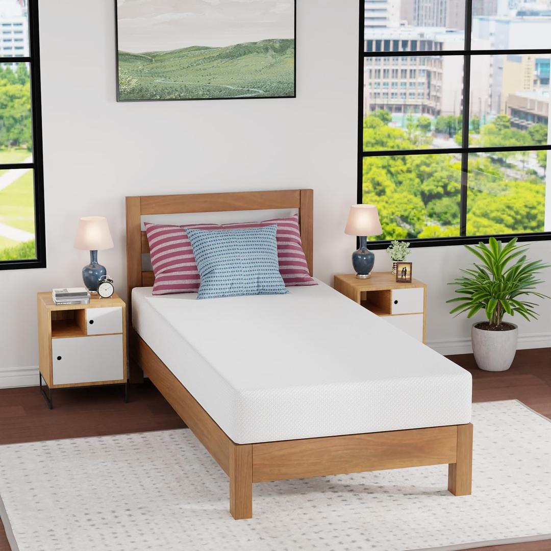 FDW | 8 Inch Twin XL Mattress | Medium Firm | Gel Memory Foam | White | Dual Construction | Pressure Relief, Cooling Foam, Removable and Washable Cover | Bed in a Box, CertiPUR-US Certified