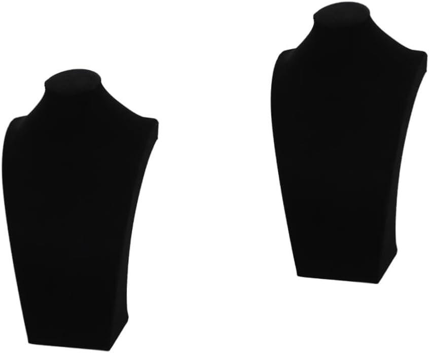 CALLARON 2pcs Necklace Display Stand Holder Elegant Mannequin Jewelry Organizer for Earrings and Pendants High Black for Home Retail Use