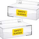 Weysat Acrylic Safety Glasses Holder Safety Glasses Dispenser with Lid Stand or Wall Organizer for Disposable Goggle Storage (Clear)