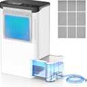 Dehumidifiers for Home, 2.5L Tank, 35dB Quiet, Continuous Draining Hose