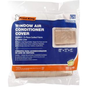Frost King AC9H Indoor Quilted 2-Piece Standard Air Conditioner Cover 25" wide by 17" tall by 4" deep- Beige