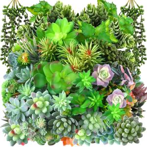 Tigeen 80 Pcs Artificial Plastic Succulents Realistic Textured Assorted Decorative Faux Succulent Fake Faux Succulents Unpotted for Lotus Landscape Garden Arrangement (Lovely Style)
