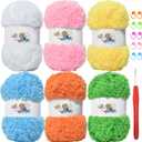 SIMEIQI 6 PCS Soft Coral Velvet Chenille Yarn for Crocheting,Fluffy Yarn for Knitting and Crochet DIY Craft,Warm Crochet for Bag Hat Scarve Gloves Slippers Dolls MulticolorA