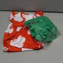 Hawaiian Little Girls Costume Dress with Luau Flower Leis Accessories Flower Hair Clip Toddler Halloween Party Cosplay Outfit (3-4 Years, Red)