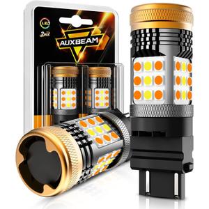 Auxbeam B21 Series 3157 Switchback LED Bulbs Built in Resistor CANBUS Error Free Anti Hyper Flash T25 3057 3457 4157 Bulbs White and Amber 600% Super Bright Turn Signal Light DRL Parking Light