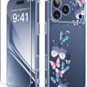GVIEWIN for iPhone 17 Pro Case, with Screen Protector+Full Camera Protection, [NonYellowing] Clear Floral Slim Shockproof Protective Women Phone Case for iPhone 17 Pro 6.3", Colorful Butterfly