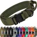 Joytale Tactical Dog Collar with Handle and Metal Buckle, Heavy Duty Padded Military Collar with 2 Patches for Training, Adjustable for Dogs, ArmyGreen, XXL