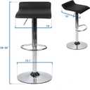 Set of 2 Barstool, Adjustable Swivel Bar Stools with PU Leather and Chrome Base, Gaslift Pub Counter Chairs, Black, 15 inches x 15 inches x 33 inches