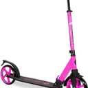 LaScoota Kick Scooter for Kids Ages 6+, Teens & Adults, Large 8" Sturdy Urethane Wheels. Adjustable Handlebar, Lightweight, Foldable, 220lbs Max Load (Purple)