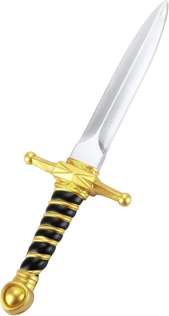 15" Fake Foam Swords Martial Arts Weapons, Realistic Dagger Knife Toy, Foam Short Sword Prop for Play Fighting and Assassins Costume Accessory (Gold 1 Pcs)