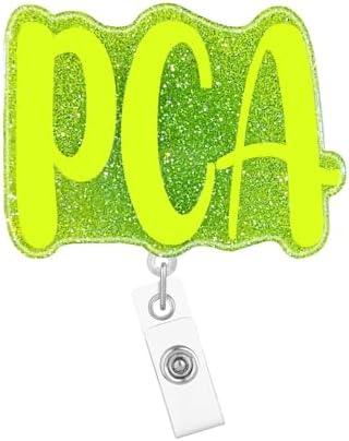 Pack of 3, Arakulago Nurse PCA Badge Reel Retractable Medical Assistant Nursing Student Badge Holder with ID Clip Accessories RN CNA Glitter Gold Acrylic Name Badge Clip Doctor Hospital ID Name Card Pl66Ye