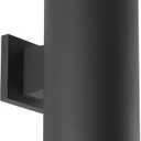 Progress Lighting 6-Inch Cylinder Outdoor Wall Sconce, 2-Light Modern Wall Mount Up and Down Lights, Interior and Exterior Lighting for Home or Porch, Aluminum Construction, Black (P5642-31), 6-Inch Width x 18-Inch Height