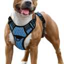 BARKBAY No Pull Dog Harness Large Reflective Dog Harness with Front Clip and Easy Control Handle for Walking Training Running with ID tag Pocket(Blue/Black,L)