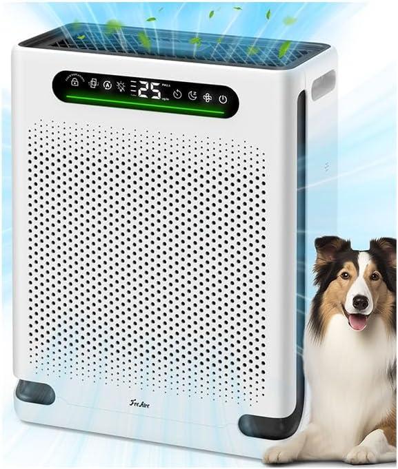 Air Purifiers for Home Large Room Up to 2600 Ft, HEPA Air Purifier with Washable Filter & Air Quality Display, Powerful Turbo Mode Air Cleaner for Pet Hair Odors Smoke Dust, HAP605 (White)