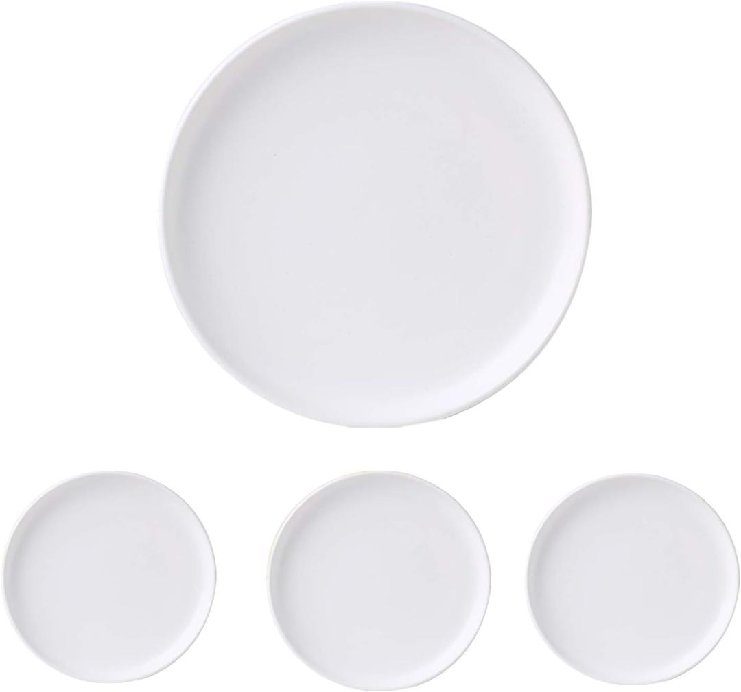 Matte Ceramic Appetizer Plates 6 Inch,Small Mini Dessert Plates Set of 4,Microwave and Oven Safe Snack,Bread,Butter Dessert,Pie,Cake Plates Cat Dishes(6 inch, White)