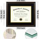Luminary 15x18 Wood Diploma Frame with 11x14 Opening Black Mat for College Degree Certificate Document, Walnut Color Wooden Frame with Tempered Glass Panel for Wall Mount Display