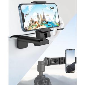 Upgraded Airplane Phone Holder, Plane Travel Essentials, Matte Black | Universal Hands-free Phone Holer with 360 Rotation for Flying, Accessory Travel Must Haves Phone Stand for Desk, Tray Table