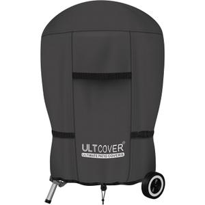 ULTCOVER Outdoor Waterproof Charcoal Kettle Grill Cover for Most 26 inch Round Smoker Size Up to 33 Dia x 38 H, Black