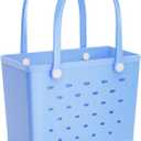 WOOWAVE Beach Bag Rubber Tote, Waterproof Sandproof Open Hand Bag for Swim Pool Beach Travel , 14.5*X5*X12.6*