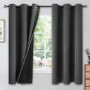 YoungsTex Dark Grey 100% Insulated Blackout Curtains 63 Inches Long for Bedroom Room Darkening Thermal Black Out Window Drapes with Grommet, 2 Panels, 42 x 63 Inch