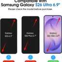amFilm Auto-Alignment OneTouch for Samsung Galaxy S26 Ultra 6.9'' Privacy Screen Protector + Camera Lens Protector, Tempered Glass, 30 seconds Installation, Bubble Free, Privacy Protection 2+2 Pack