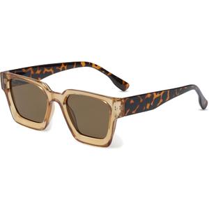 livho Rectangle Polarized Sunglasses Trendy for Women Men Retro Sun Glasses for Women Men 2025 Oversized UV Protection Shades (Leopard/Brown)