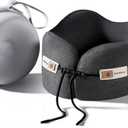 Neck Pillow Airplane, CertiPUR-US BASF Memory Foam Travel Pillows with Comfortable Breathable Cover, Ergonomic Design Compact Airplane Pillow for Flight Headrest Sleep, Portable Plane Accessories (Black)