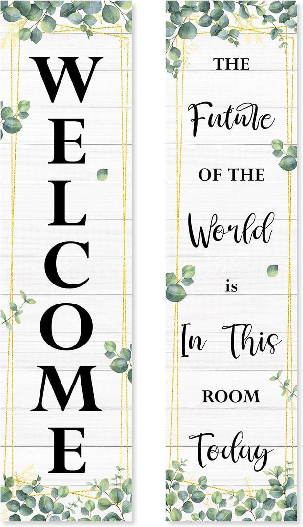 Eucalyptus Welcome Poster Decorations Greenery Inspirational Classroom Posters Positive Back To School Classroom Banner for Preschool Elementary Middle High School Bulletin Board Posters Decor