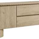 Modway Duval 71 Inch Oval TV Stand in Light Oak  Low Profile Mid Century Modern Media Cabinet - Living Room Entertainment Center with Storage